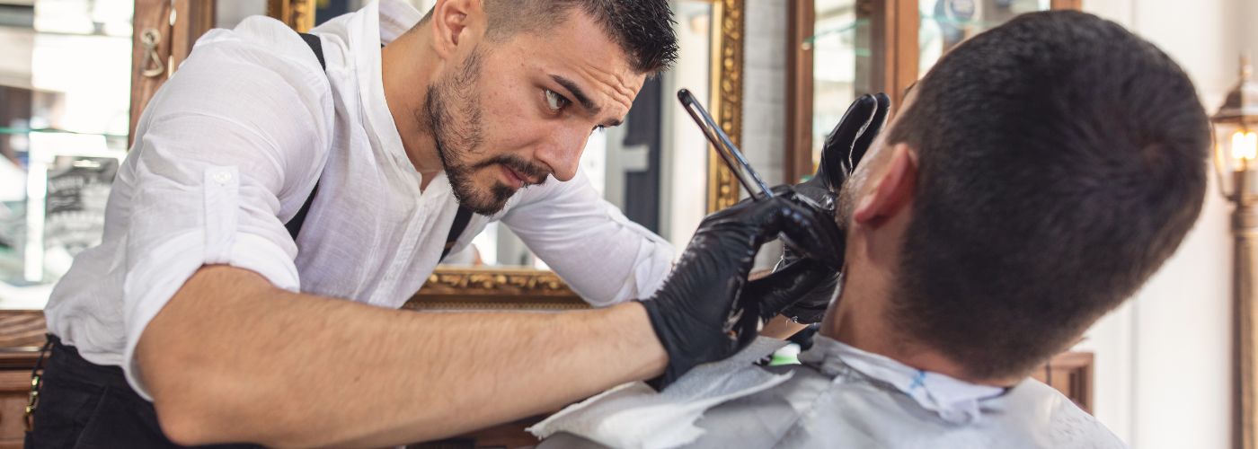 Illustrative example of barber gloves from Google Search