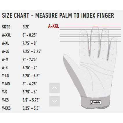 Illustrative example of batting glove size chart from Google Search