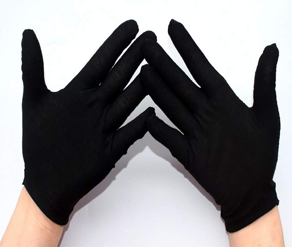Illustrative example of black cotton gloves from Google Search