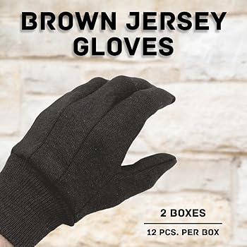 Illustrative example of brown jersey gloves from Google Search