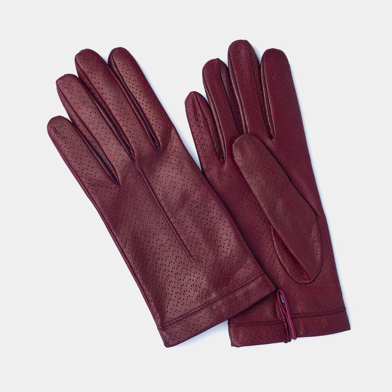 Illustrative example of burgundy leather gloves from Google Search