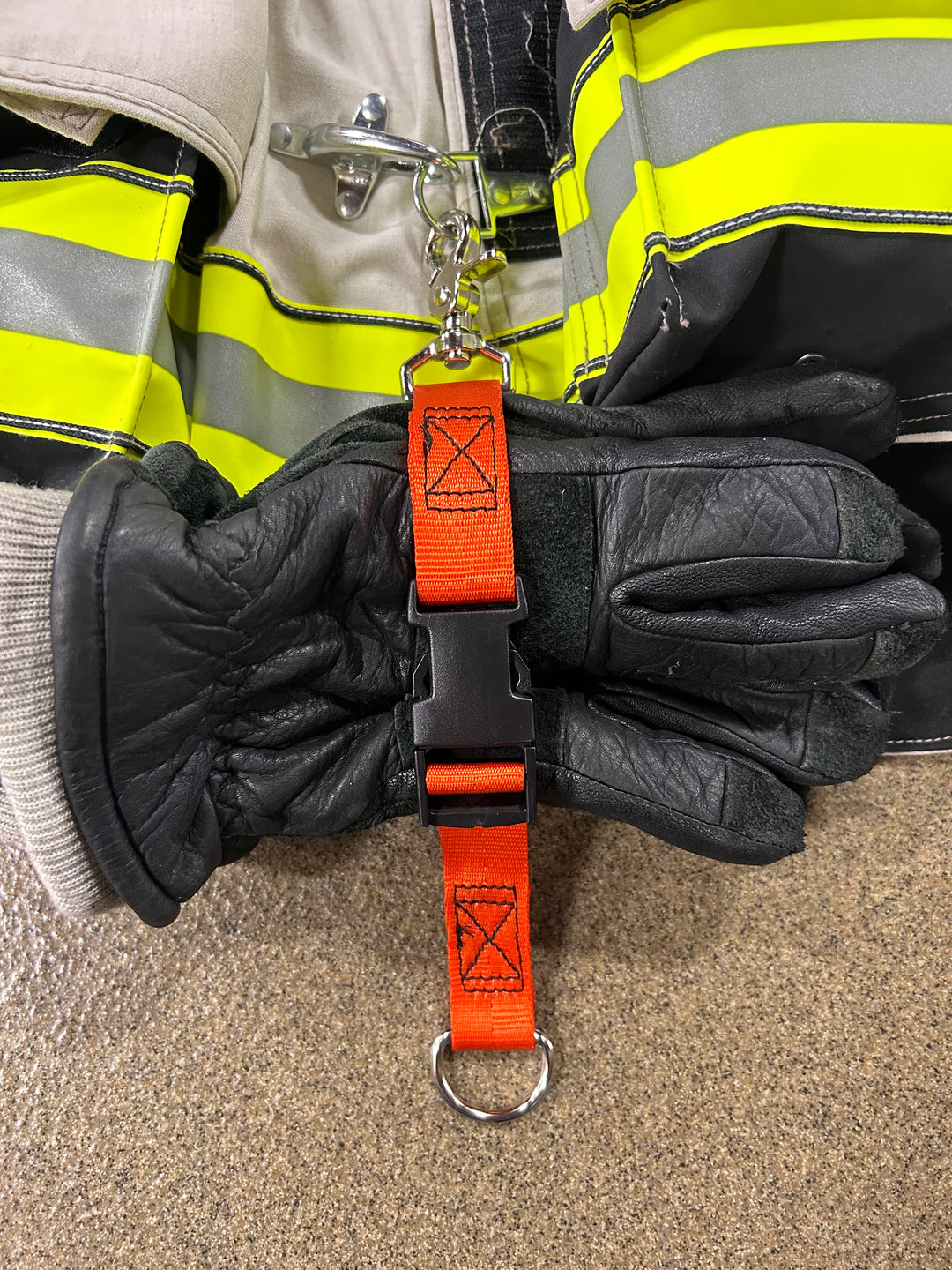 Illustrative example of firefighter glove strap from Google Search