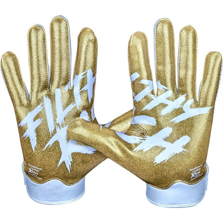 Illustrative example of gold football gloves from Google Search