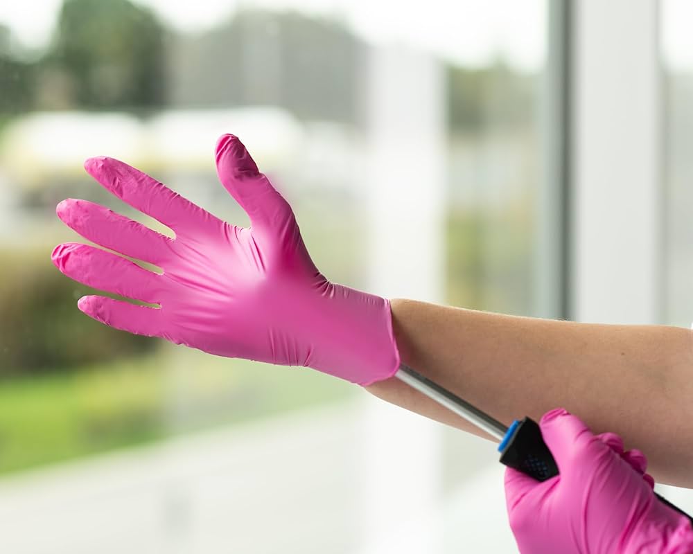 Illustrative example of pink latex gloves from Google Search