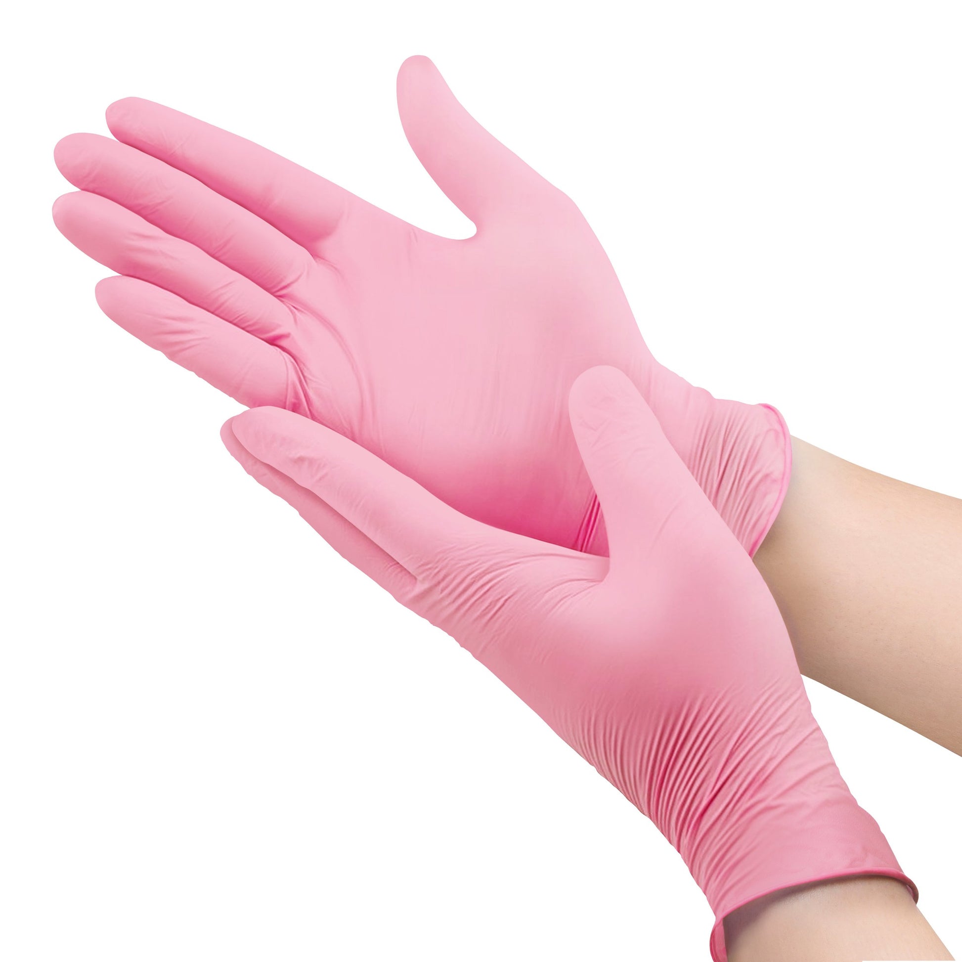 Illustrative example of pink nitrile gloves from Google Search
