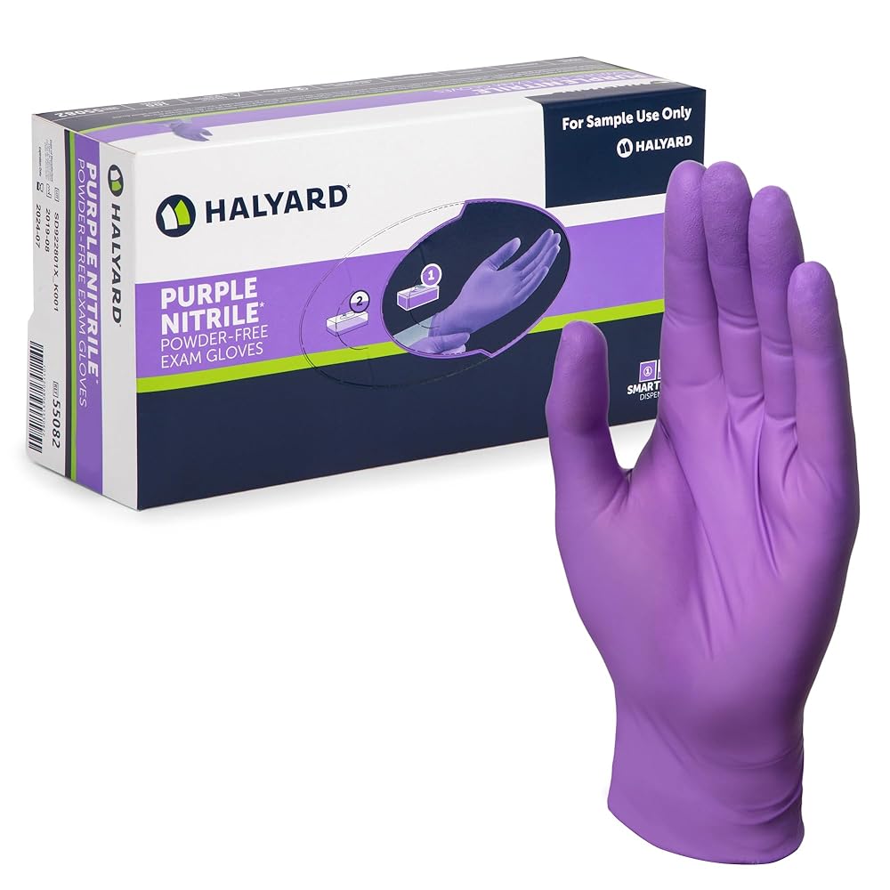 Illustrative example of purple nitrile gloves from Google Search