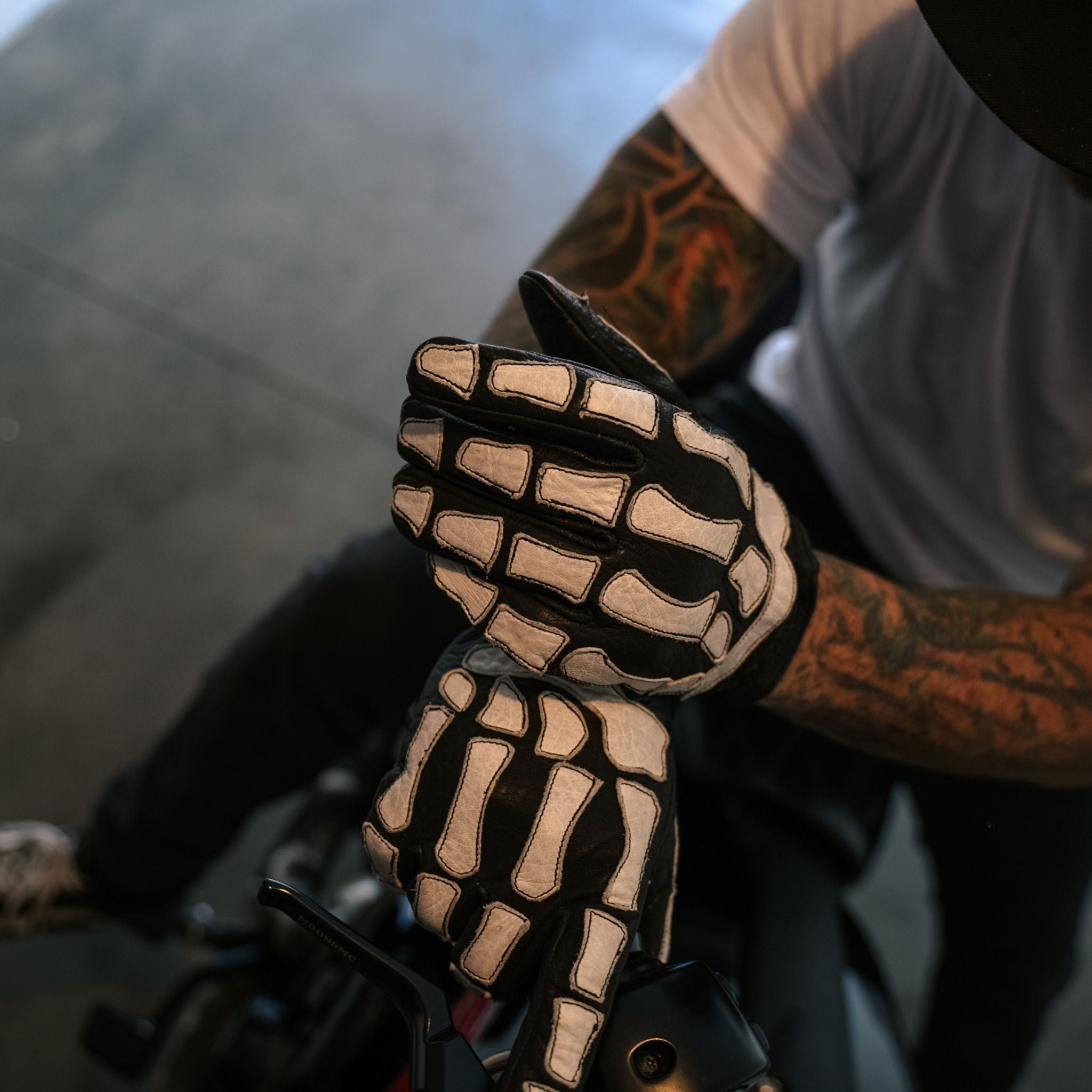 Illustrative example of skeleton motorcycle gloves from Google Search