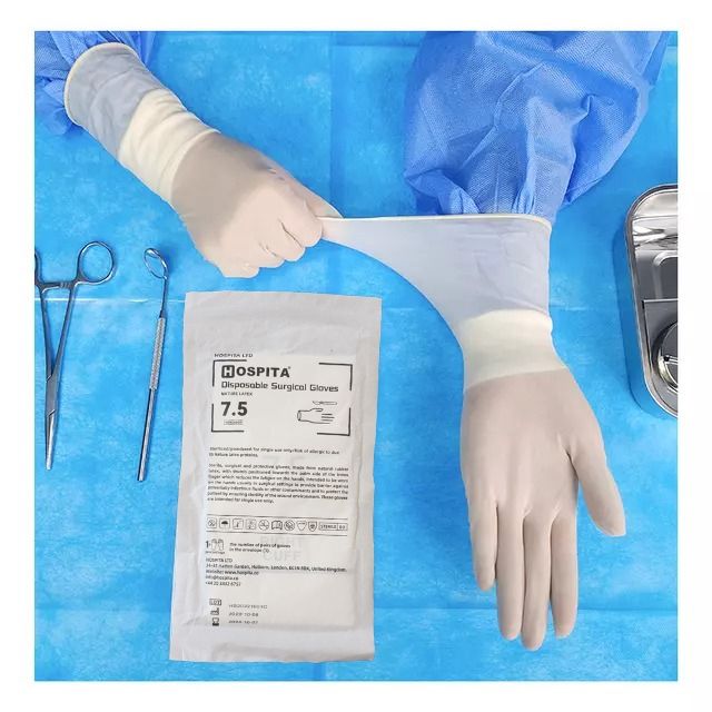 Illustrative example of sterile surgical gloves from Google Search