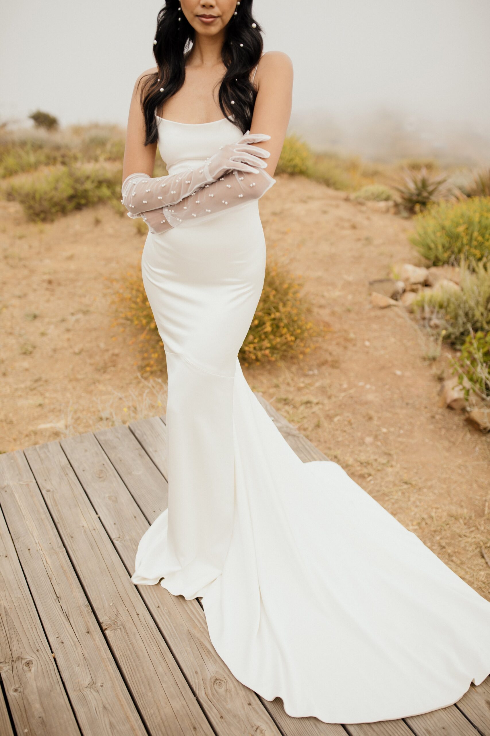 Illustrative example of wedding gown with gloves from Google Search