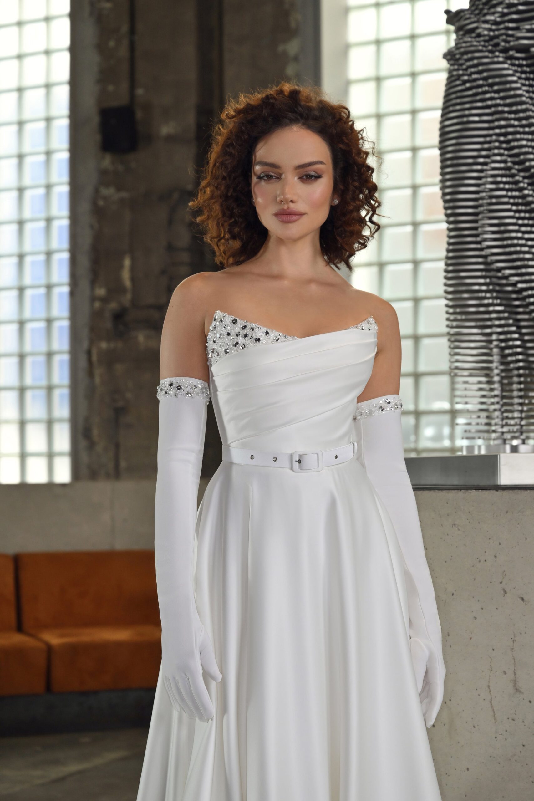 Illustrative example of wedding gown with gloves from Google Search