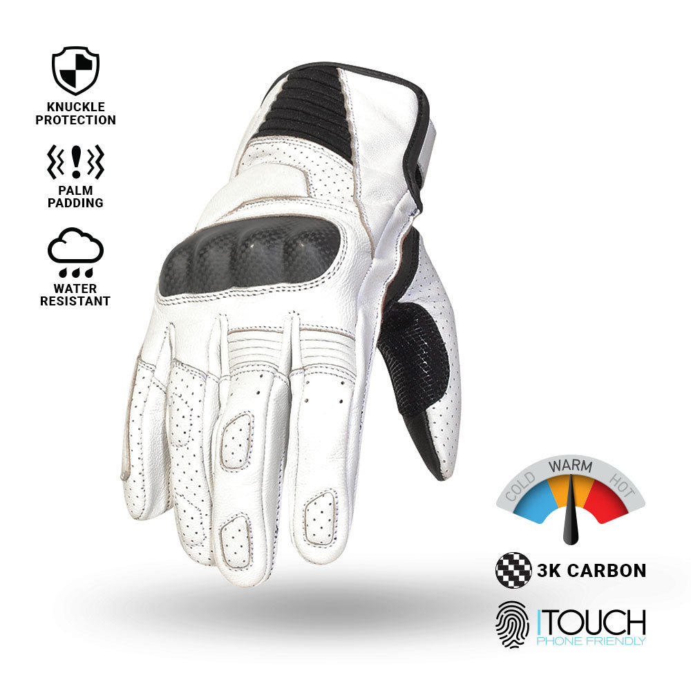 Illustrative example of white motorcycle gloves from Google Search